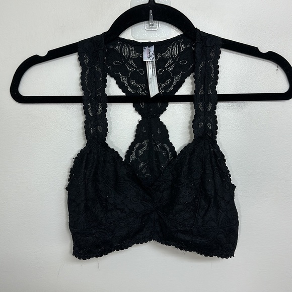 Free People‎ Galloon Lace Racerback Bra Black Small - Picture 3 of 6